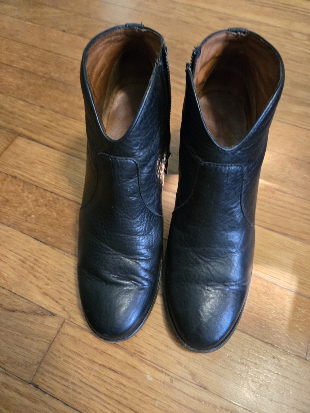 Women's Nora Zip Short Frye Black Leather Ankle Boots